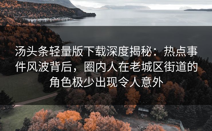 汤头条轻量版下载深度揭秘:热点事件风波背后,圈内人在老城区街道的角色极少出现令人意外